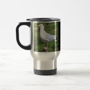 Seagull Standing Grass Field Meadow Wildlife Coast Travel Mug