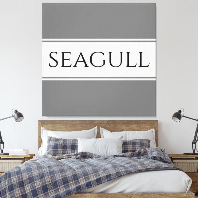 SEAGULL Stylish Modern Gray White Racing Stripes Canvas Print (Insitu(Bedroom))