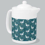 Seagull Teapot<br><div class="desc">A cheeky seagull standing by the deep green ocean. Perfect for those who love sassy birds and the coast.
Bring some seaside into your kitchen!  Original art by Nic Squirrell.</div>
