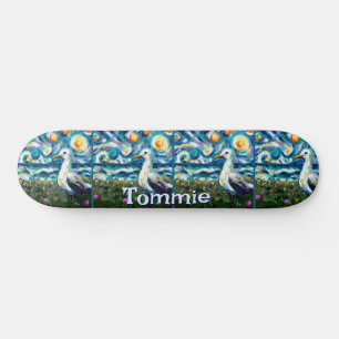 Seagull Van Gogh Style Beach Personalized Skateboard