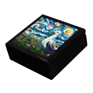 Seagull Van Gogh Style Beach Sky Blue Teal Gift Box