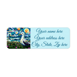 Seagull Van Gogh Style Beach Sky Return Address Label