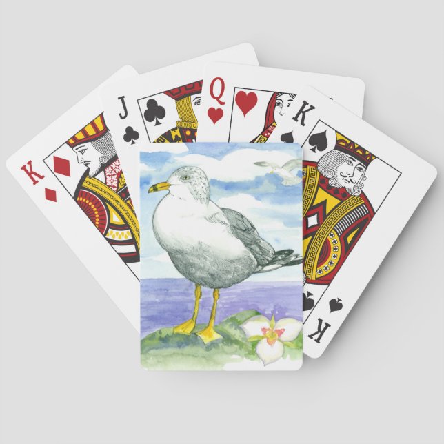 Seagull Waterfowl Sego Lily Shore Bird Poker Cards (Back)