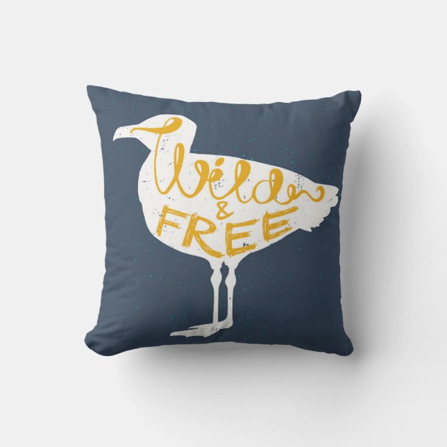 Seagull | Wild And Free Throw Pillow (Front)