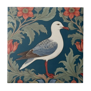 Seagull William Morris style Right Sea Marine Bird Ceramic Tile