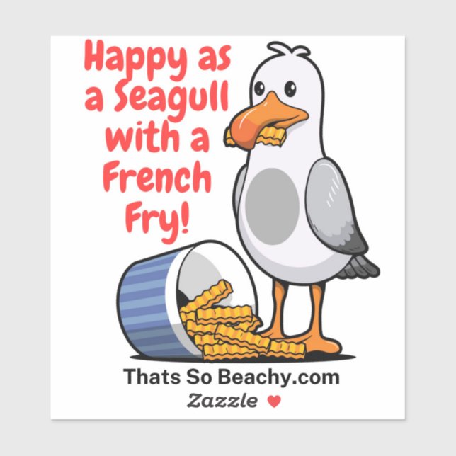 Seagull With a French Fry Boardwalk fun  Sticker (Sheet)