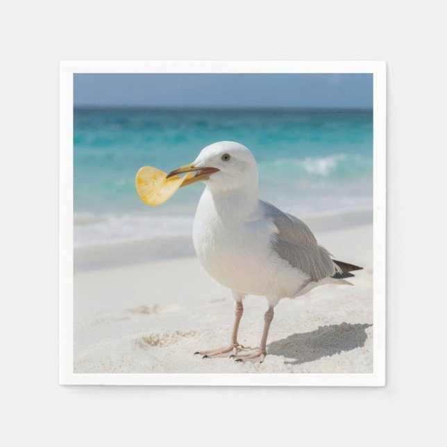 Seagull with a Potato Chip Napkins (Front)