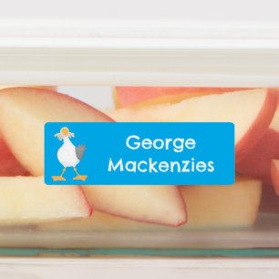 Seagull with French fries cartoon personalized Labels