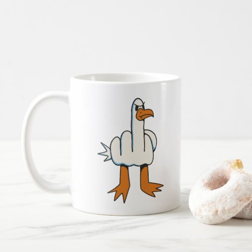 SEAGULL WITH MIDDLE FINGER BODY  COFFEE MUG