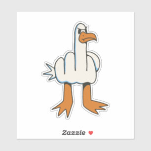 SEAGULL WITH MIDDLE FINGER BODY  STICKER