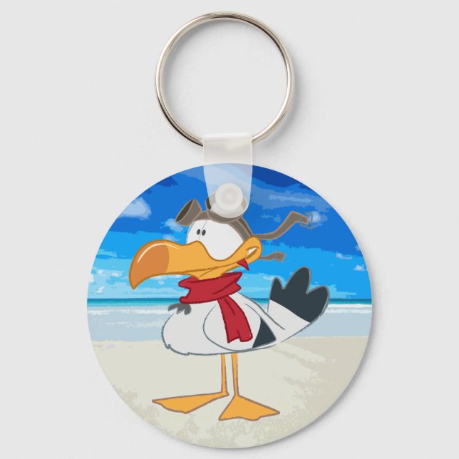 SEAGULL WITH PILOT GOGGLES KEYCHAIN (Front)