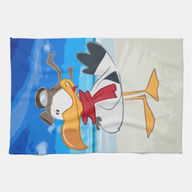 SEAGULL WITH PILOT GOGGLES KITCHEN TOWEL (Horizontal)