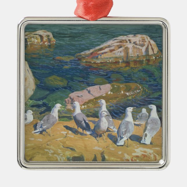 Seagulls, 1910 metal ornament (Front)