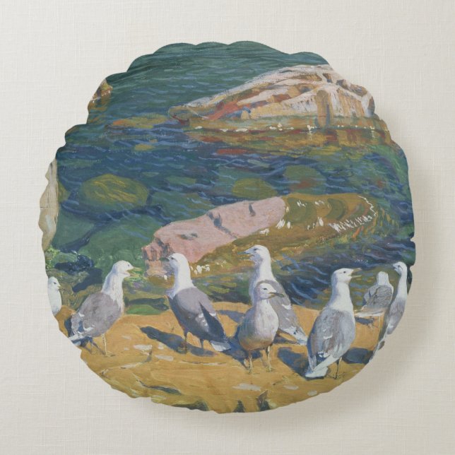 Seagulls, 1910 round pillow (Front)