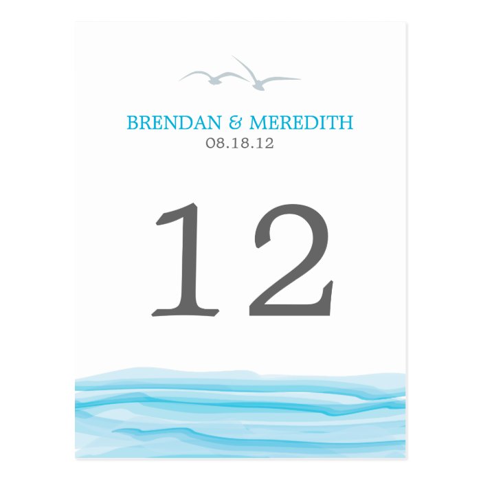 Seagulls above the Ocean Table Number Postcards