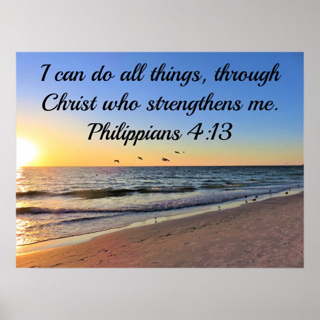 SEAGULLS AND SUNRISE PHILIPPIANS 4:13 SCRIPTURE POSTER (Front)