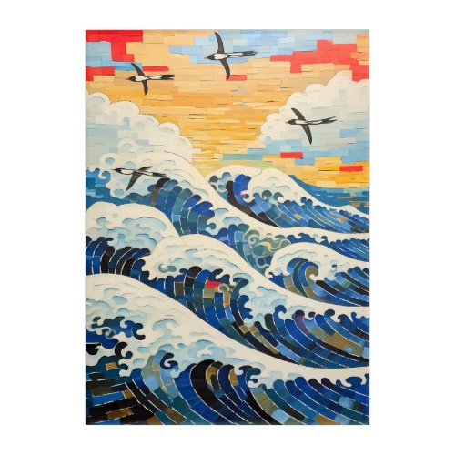 Seagulls and Waves Acrylic Print