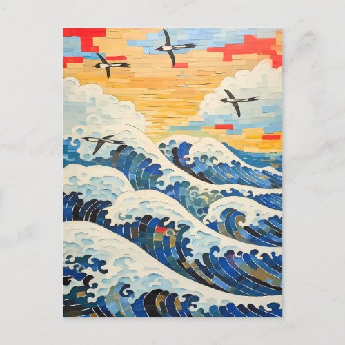 Seagulls and Waves Postcard