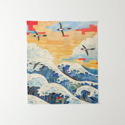 Seagulls and Waves Tapestry