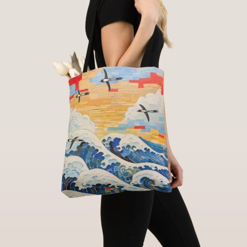 Seagulls and Waves Tote Bag