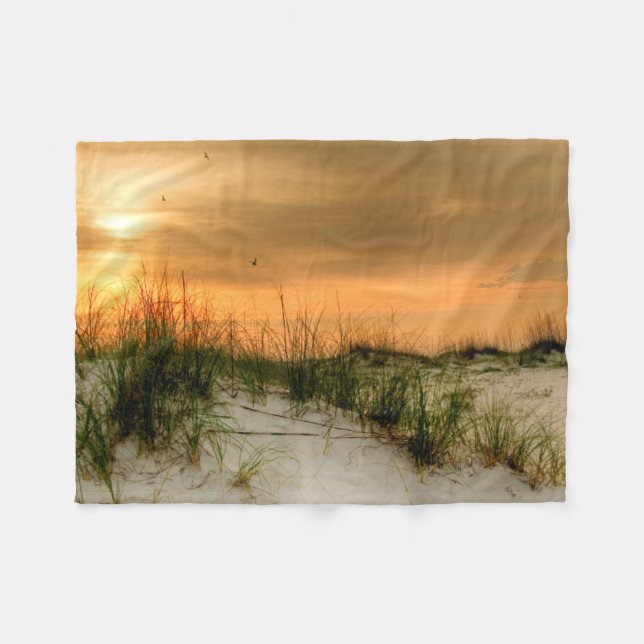 Seagulls at Sunrise Fleece Blanket (Front (Horizontal))