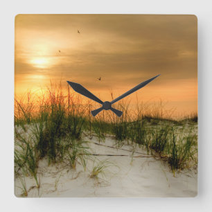Seagulls at Sunrise Square Wall Clock