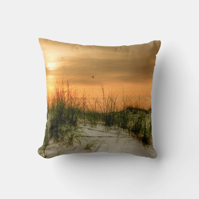 Seagulls at Sunrise Throw Pillow (Front)