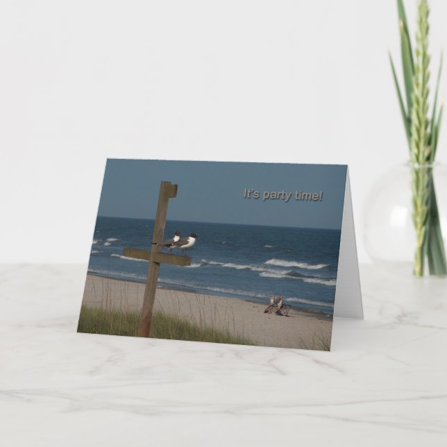 seagulls at the beach birthday card (Front)