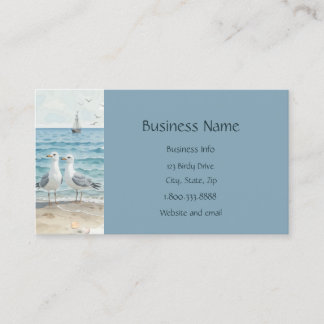 Seagulls at the Beach Ocean Sea Water Art Graphic Business Card