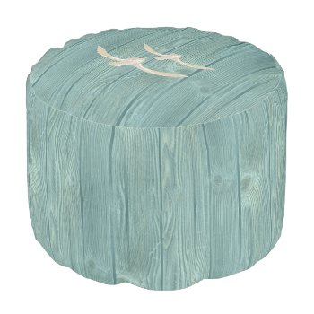 Seagulls Beach Aqua Wood Pouf Seat by 13MoonshineDesigns at Zazzle