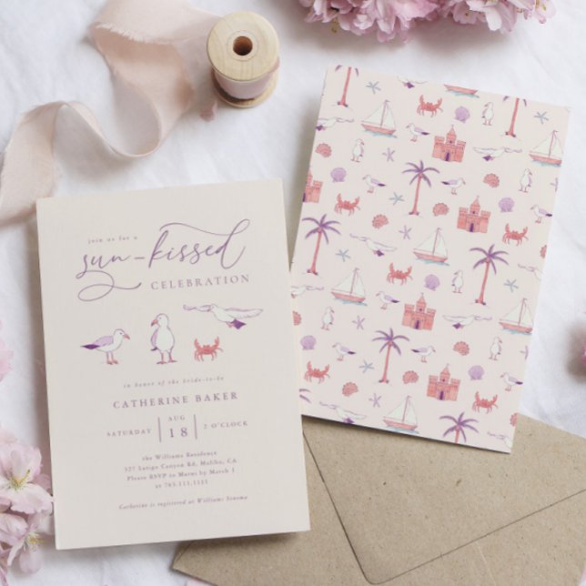 Seagulls Beach Sun Kissed Bridal Shower Invitation (Creator Uploaded)