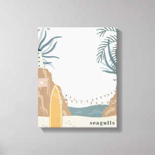 Seagulls Beach Watercolor Canvas Print