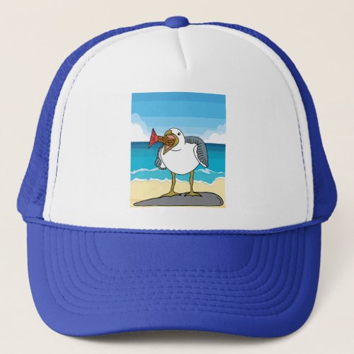 Seagulls Birds In Nature With Fish Trucker Hat