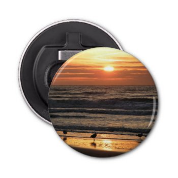 Seagulls By The Sea At Sunset  Bottle Opener by beachcafe at Zazzle