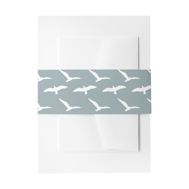 seagulls dusky blue beach invitation belly band (Front Example)
