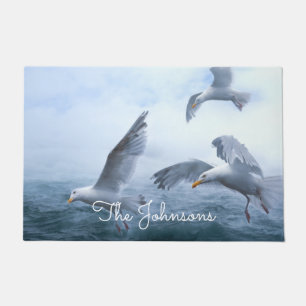 Seagulls Flight over the Sea Doormat