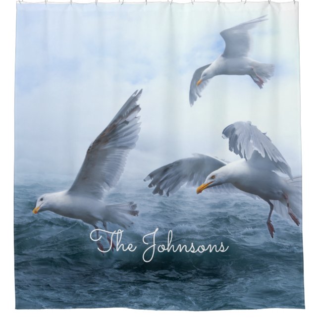 Seagulls Flight over the Sea Shower Curtain (Front)