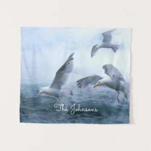 Seagulls Flight over the Sea Tapestry