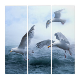 Seagulls Flight over the Sea Triptych