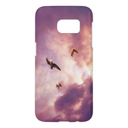 Seagulls flying in a sunset sky samsung galaxy s7 case