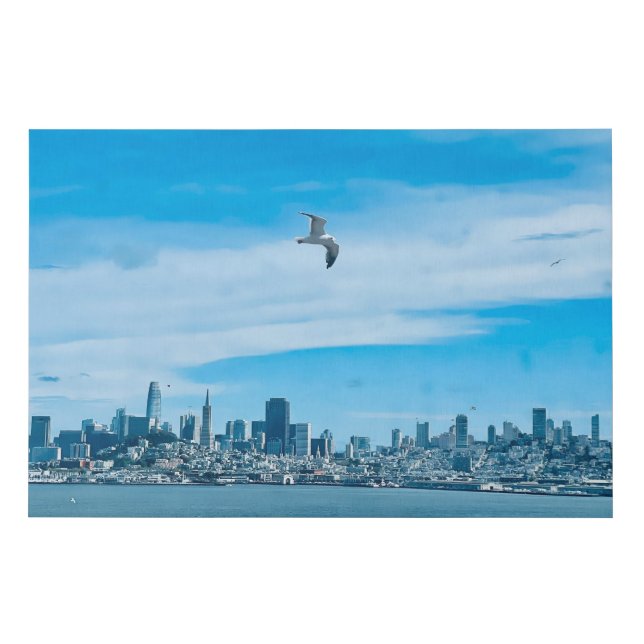 Seagulls flying over San Francisco Bay Faux Canvas Print (Front)