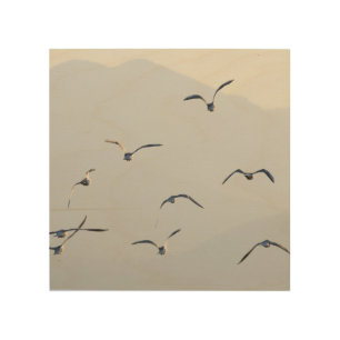 Seagulls Flying Wood Wall Art