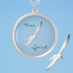 Seagulls in Flight Silver Plated Necklace<br><div class="desc">Inspired by the freedom of seagulls in flight against a clear blue sky,  this design can inspire and acknowledge the free spirit gifted with this treasure.

All images are original photography by JLW_PHOTOGRAPHY</div>