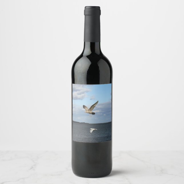 Seagulls in Flight Wine Label (Front)