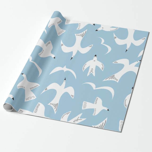 Seagulls in flight wrapping paper (Unrolled)