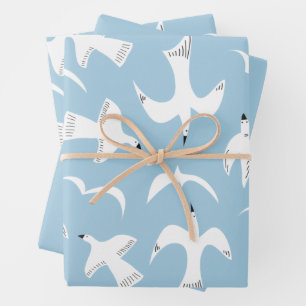 Seagulls in flight wrapping paper sheets