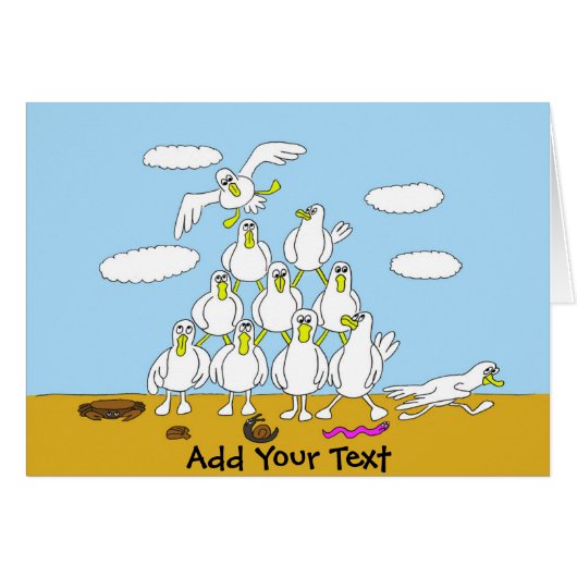 Seagulls In Formation Cartoon Cards (Front Horizontal)