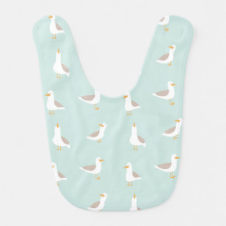 Seagulls in light teal baby bib