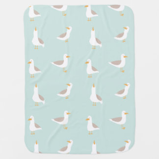 Seagulls in light teal baby blanket