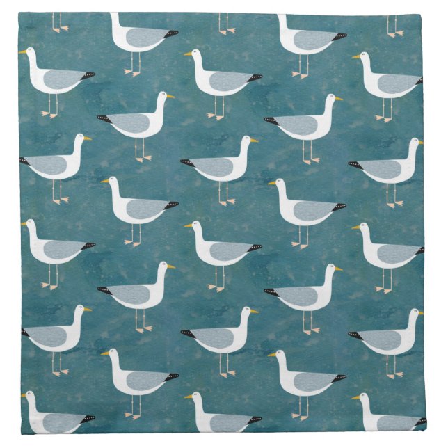 Seagulls Nautical Cloth Napkin (Front)
